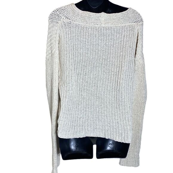 Eileen fisher white knit sweater slouchy split hem L/xl estimated organic cotton - Picture 5 of 6